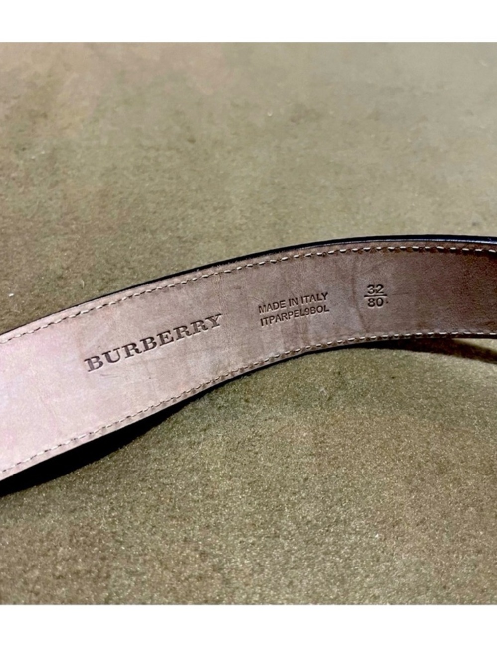 Burberry Black Pebbled Leather Belt with Brushed Silver Buckle - Picture 5 of 7